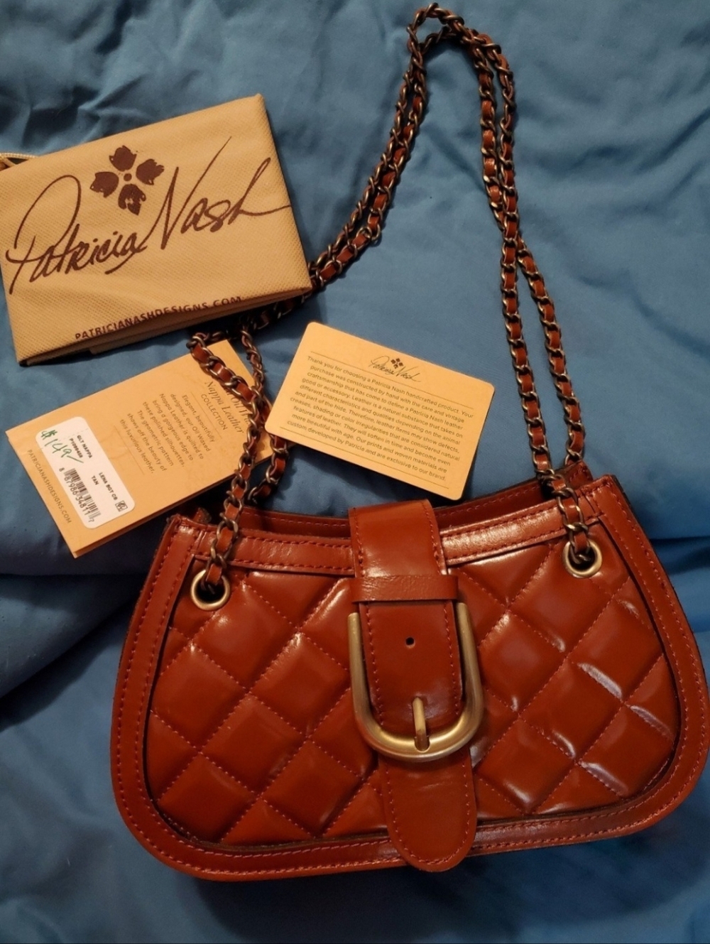 Patricia Nash Quilted Leather Shoulder Bag in Cognac Brown